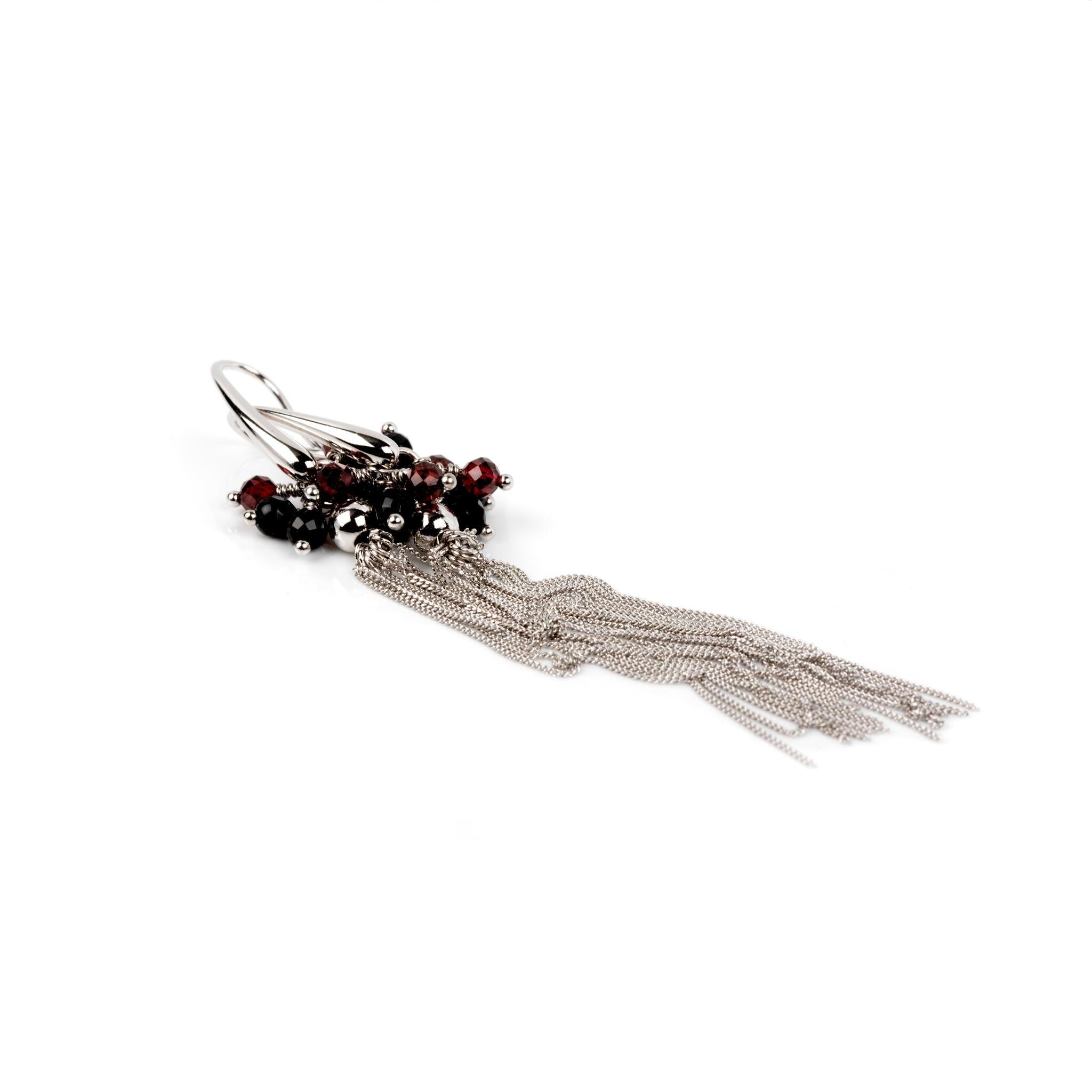 Cherie Black Tassel Earrings - Rose Gold and Silver - RUUD Studios