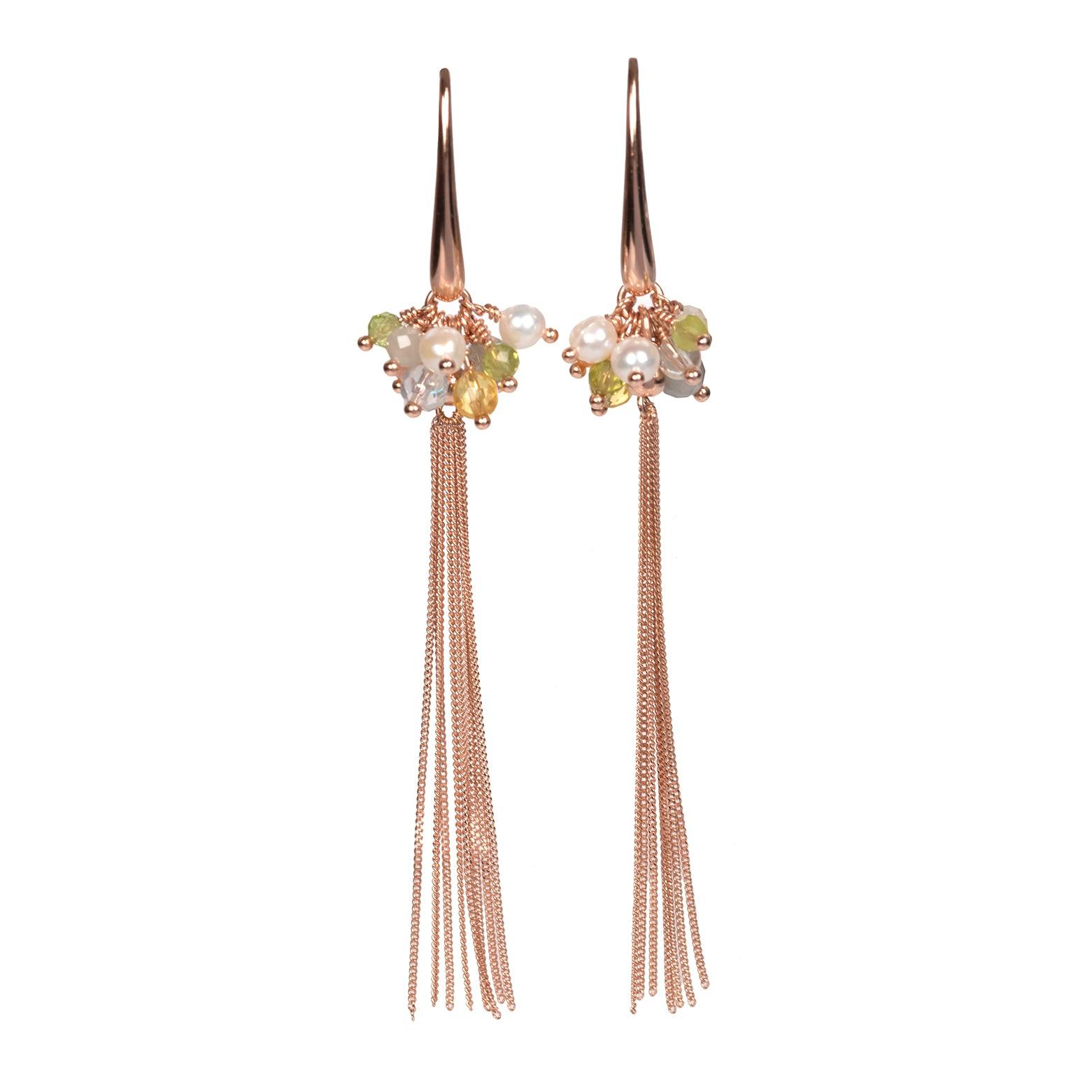 Cherie Color Tassel Earrings - Rose Gold and Silver - RUUD Studios