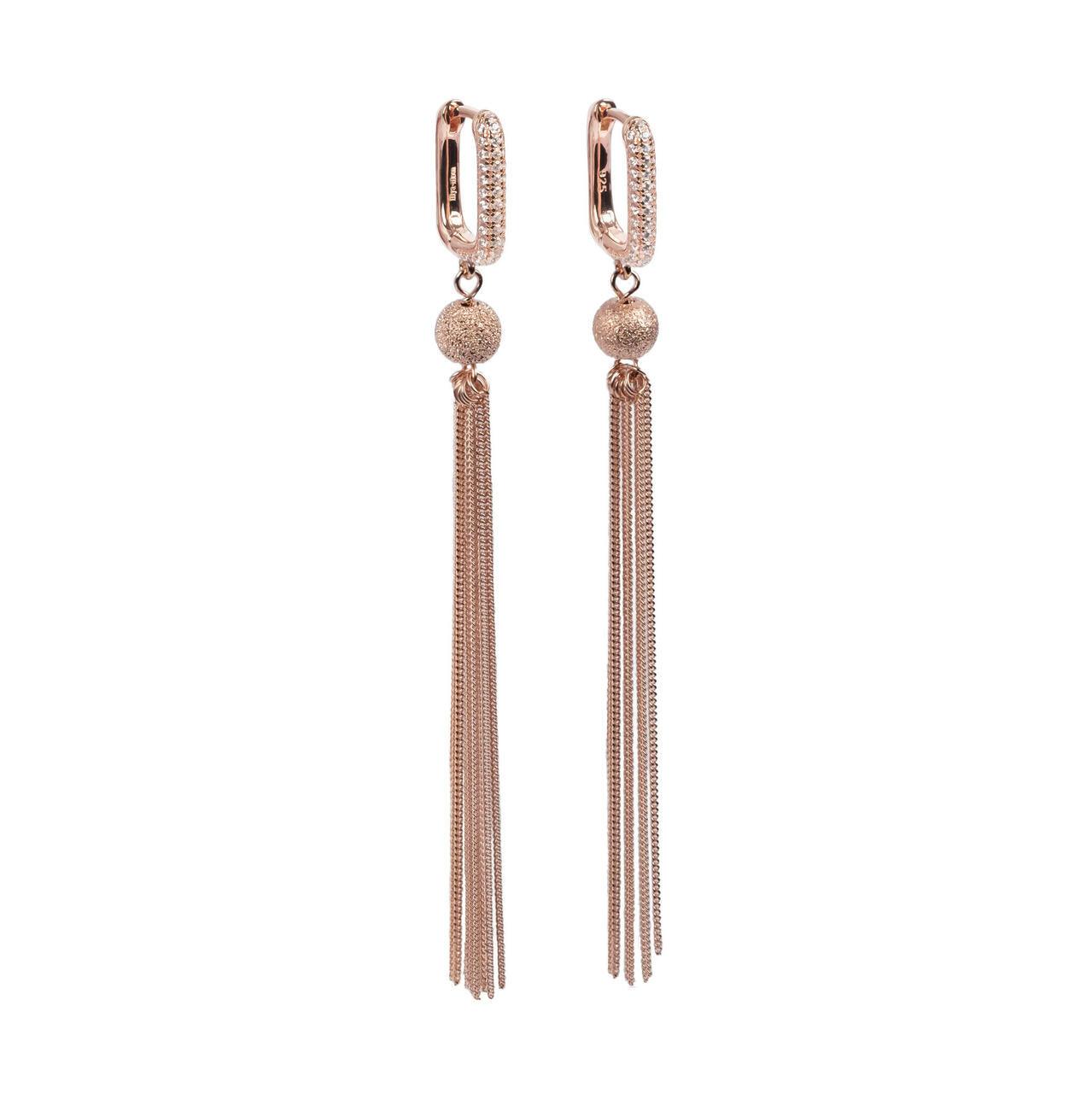 Metropolitan Glow White Tassel Earrings - Rose Gold and Silver - RUUD Studios